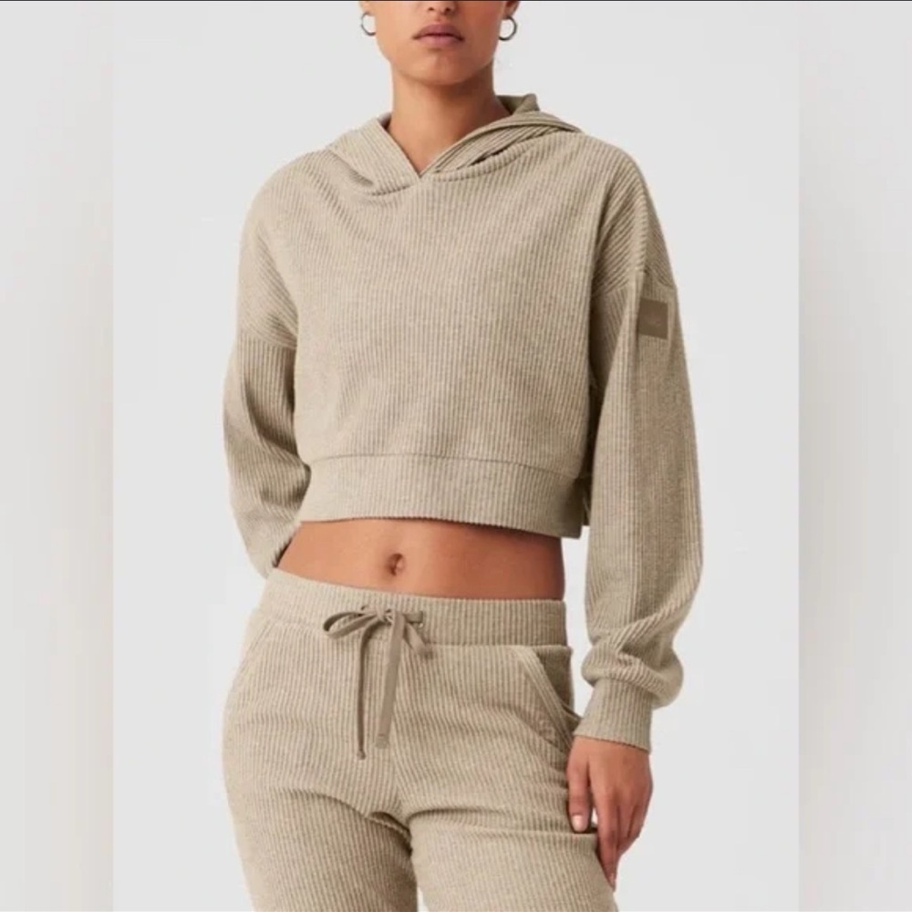 ALO muse hoodie. Gravel heather. Size M Still on website!